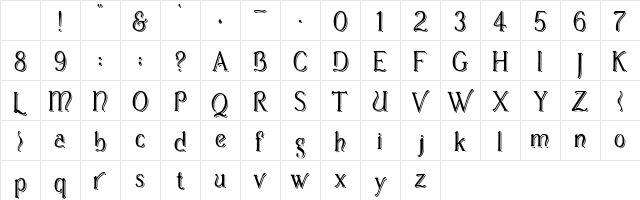 Casua_Shopsign Regular Character Map