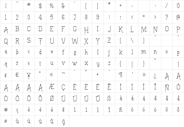 LineDrive Regular Character Map