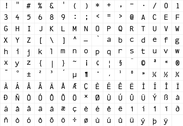 Linefeed Regular Character Map