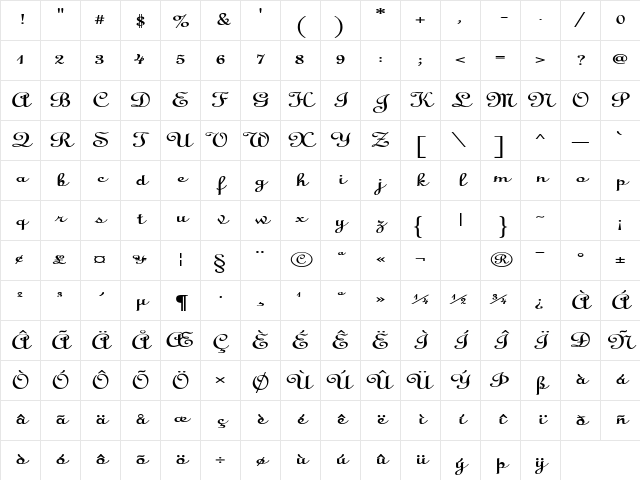 CathedralExtended Bold Character Map
