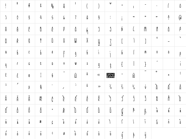 CathedralGothic Regular Character Map
