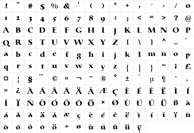 Catull Expert BQ Bold Character Map Catull Expert BQ Bold Character Map
