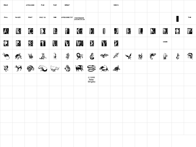 Afrika Phunny Phauna Demo Regular Character Map