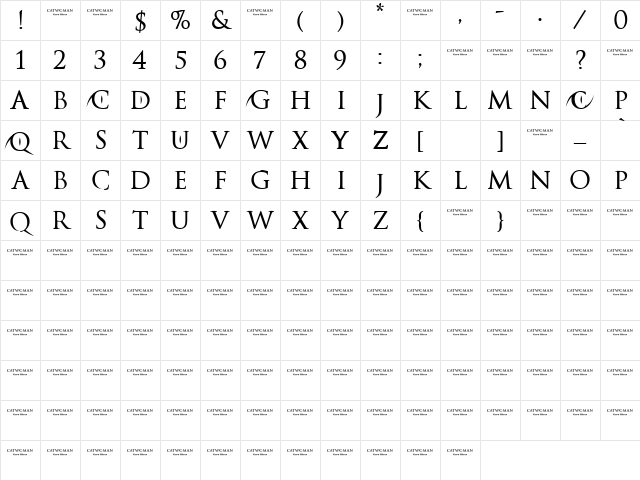 Catwoman Regular Character Map