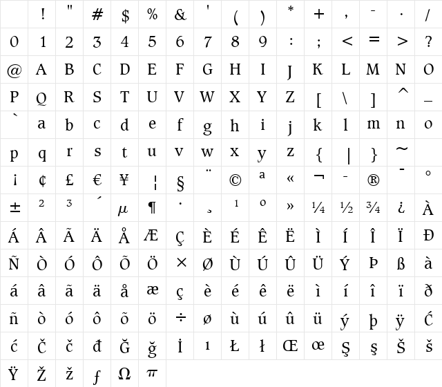 Caxton Bk BT Book Character Map Caxton Bk BT Book Character Map