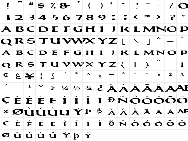 CayaugaSCapsSSK Bold Character Map CayaugaSCapsSSK Bold Character Map