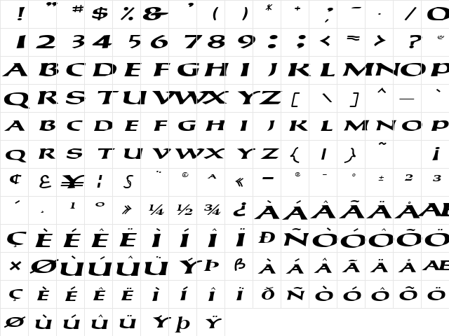 CayaugaSCapsSSK BoldItalic Character Map