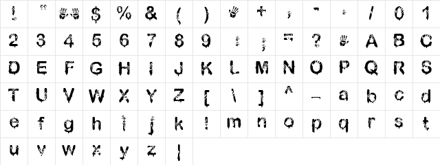 CBX-Fingerpaint Regular Character Map