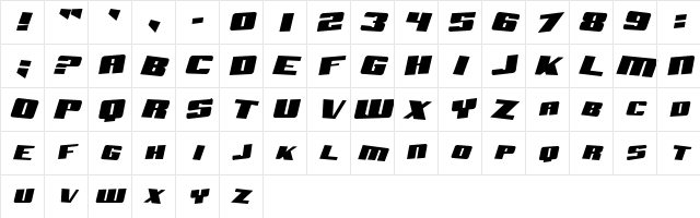 Aftershock Debris Solid Italic Character Map