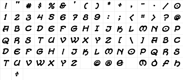 CCAlchemite Bold Italic Character Map