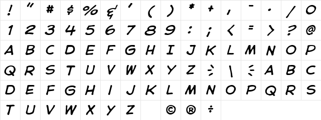 CC Astro City Italic Character Map