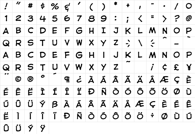 CCAstroCityInt Regular Character Map