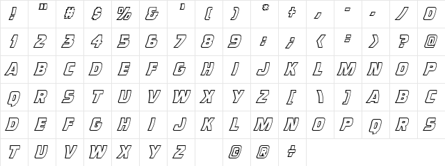 CCDoubleBack Regular Character Map
