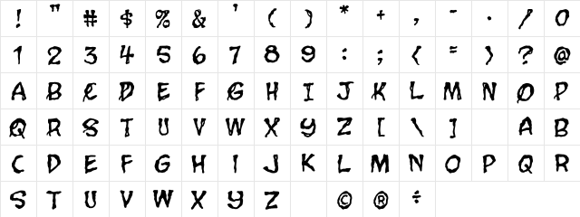CCGrimlyFiendish Regular Character Map