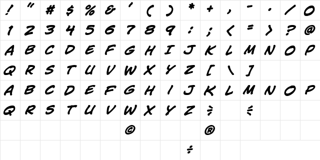 CC Jim Lee Bold Italic Character Map