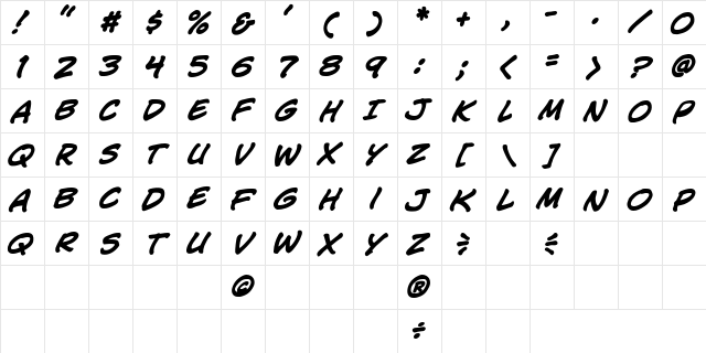 CCJimLee Bold Italic Character Map
