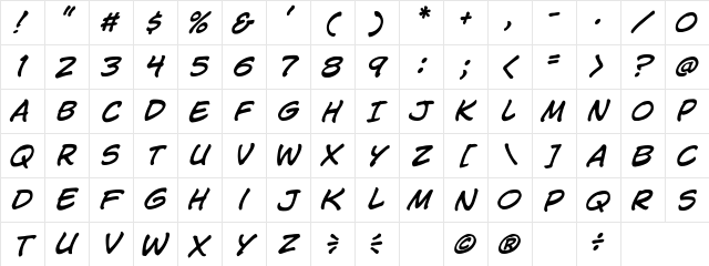 CCJimLee Medium Italic Character Map