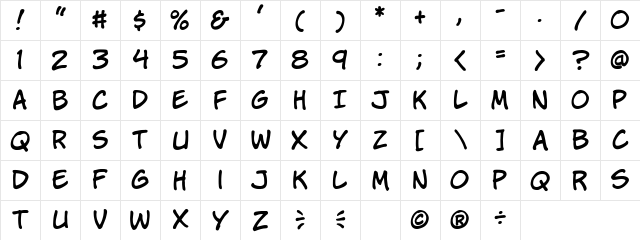 CCJimLee Regular Character Map