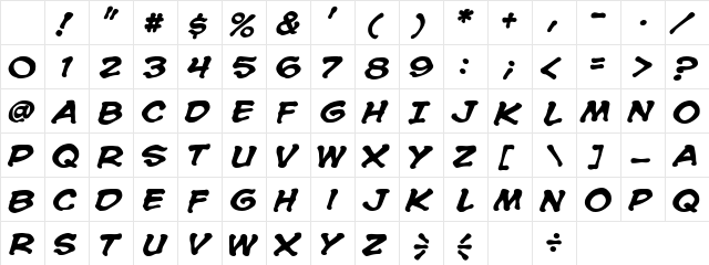 CC Spookytooth Bold Italic Character Map CC Spookytooth Bold Italic Character Map