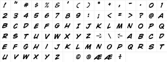 CC Wild Words Bold Italic Character Map