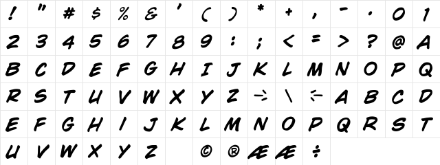 CCWildWords Bold Italic Character Map