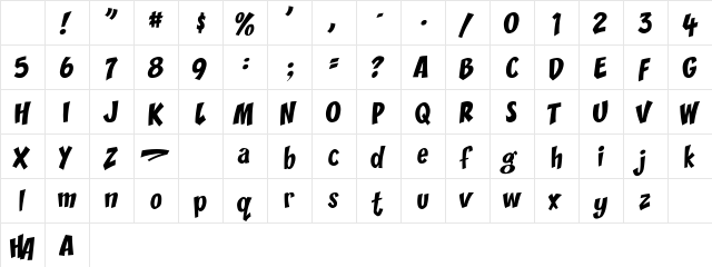 CC Zoinks Medium Character Map