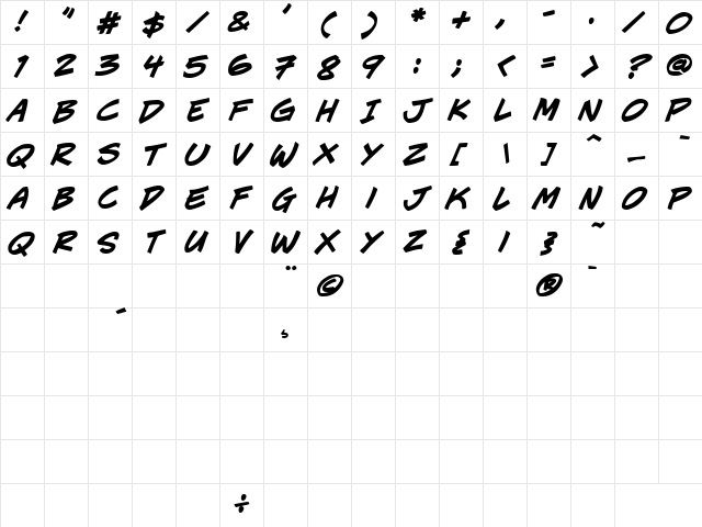 CCJeffCampbell BoldItalic Character Map CCJeffCampbell BoldItalic Character Map