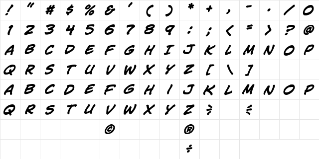 CCJimLee BoldItalic Character Map