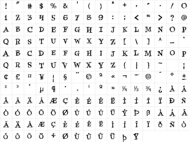 CCWiccanSerifInt Regular Character Map