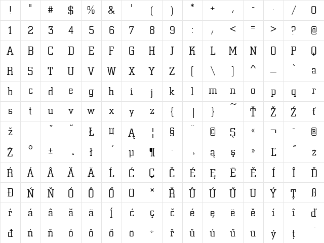 CityDEELig Regular Character Map