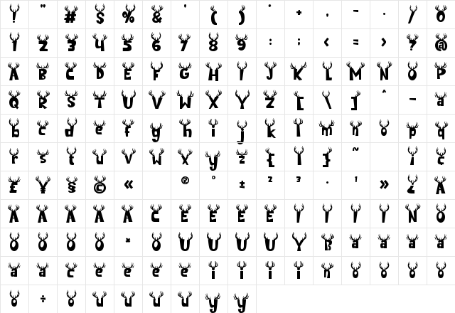 Cedar Heaven Antler Regular Character Map