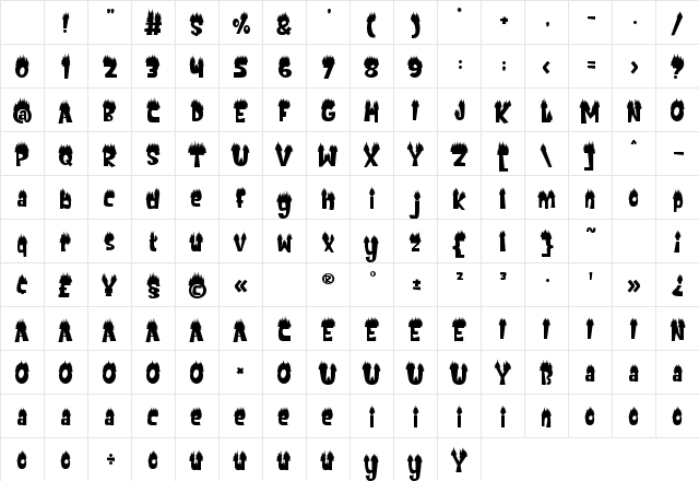 Cedar Heaven Forest Regular Character Map