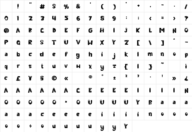 Cedar Heaven Wood Regular Character Map