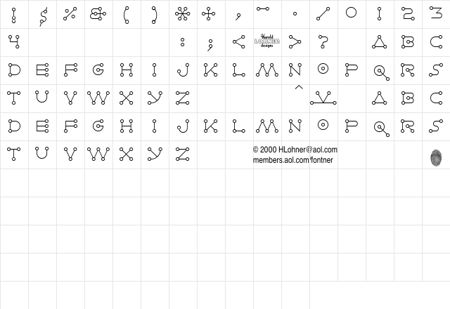 Celestial Alphabet Trial Version Character Map