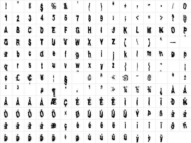 AfterShock Regular Character Map AfterShock Regular Character Map