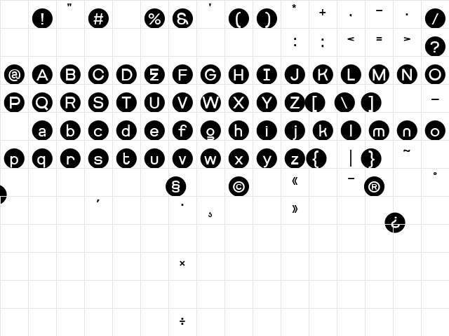 Getboreg Spare Regular Character Map
