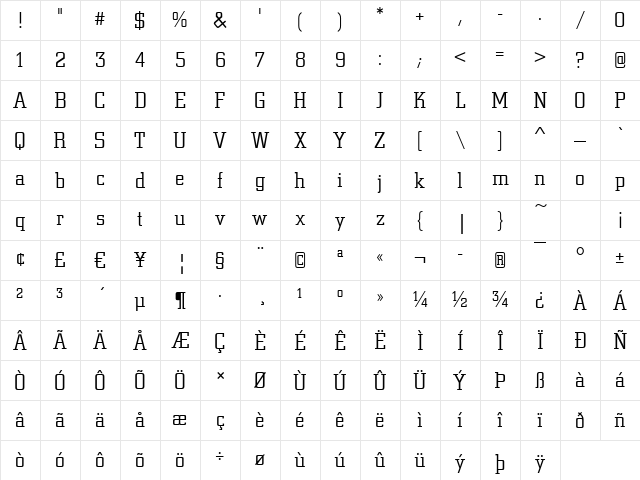 Centrum-Light Regular Character Map Centrum-Light Regular Character Map