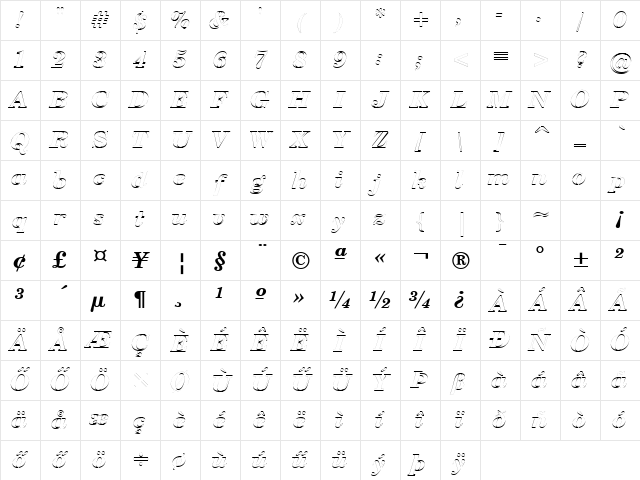 Century-Schoolbookoutl HU Bold italic Character Map Century-Schoolbookoutl HU Bold italic Character Map