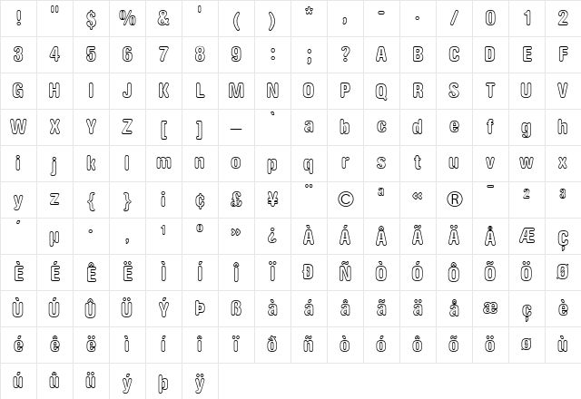 AG Book Rounded Regular Character Map