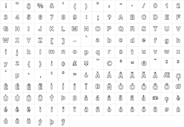 AG Book Rounded Bold Character Map