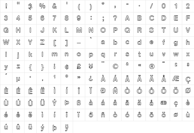 AG Book Rounded Regular Character Map