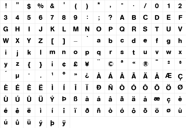 AG Book Rounded Bold Character Map