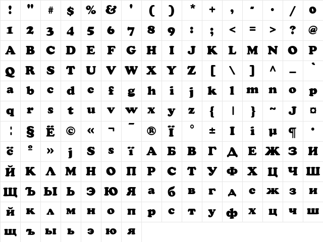 AG_Cooper Regular Character Map