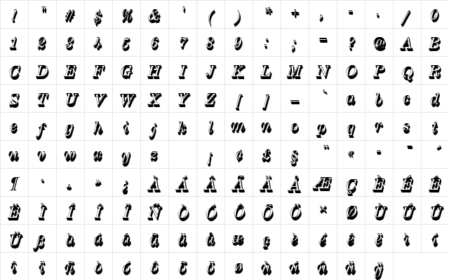 CenturyExpTRegItaSh1 Regular Character Map CenturyExpTRegItaSh1 Regular Character Map