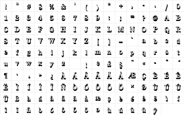 CenturyOldStyTBolSh1 Regular Character Map