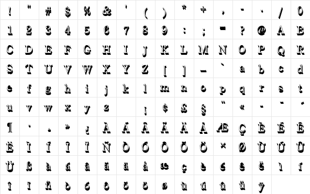 CenturyOldStyTRegSh1 Regular Character Map