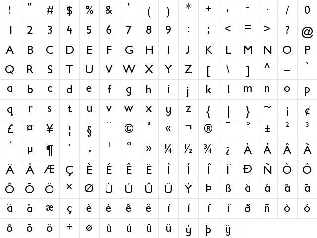 HBJGillSans Medium Character Map HBJGillSans Medium Character Map