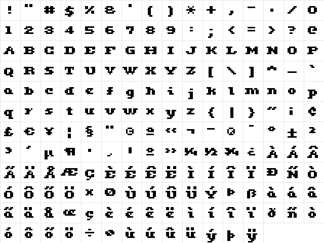 ceriph 05_64 Regular Character Map