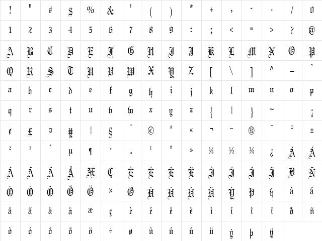 CertificateCondensed Regular Character Map