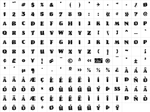 Linolschrift Heavy Roman Character Map Linolschrift Heavy Roman Character Map